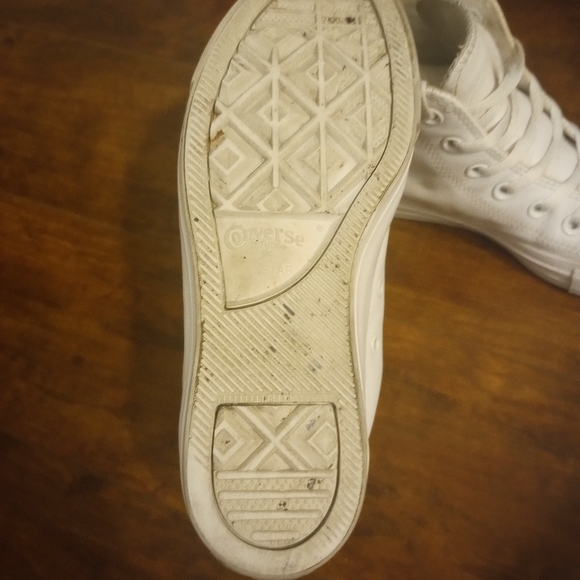 All White Leather Converse All Star High Top Sneakers - Picture 6 of 7